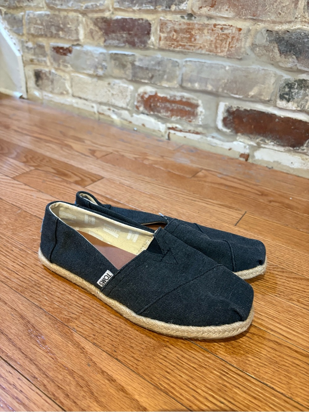 Toms Black Canvas Espadrille Slip-On Pair
